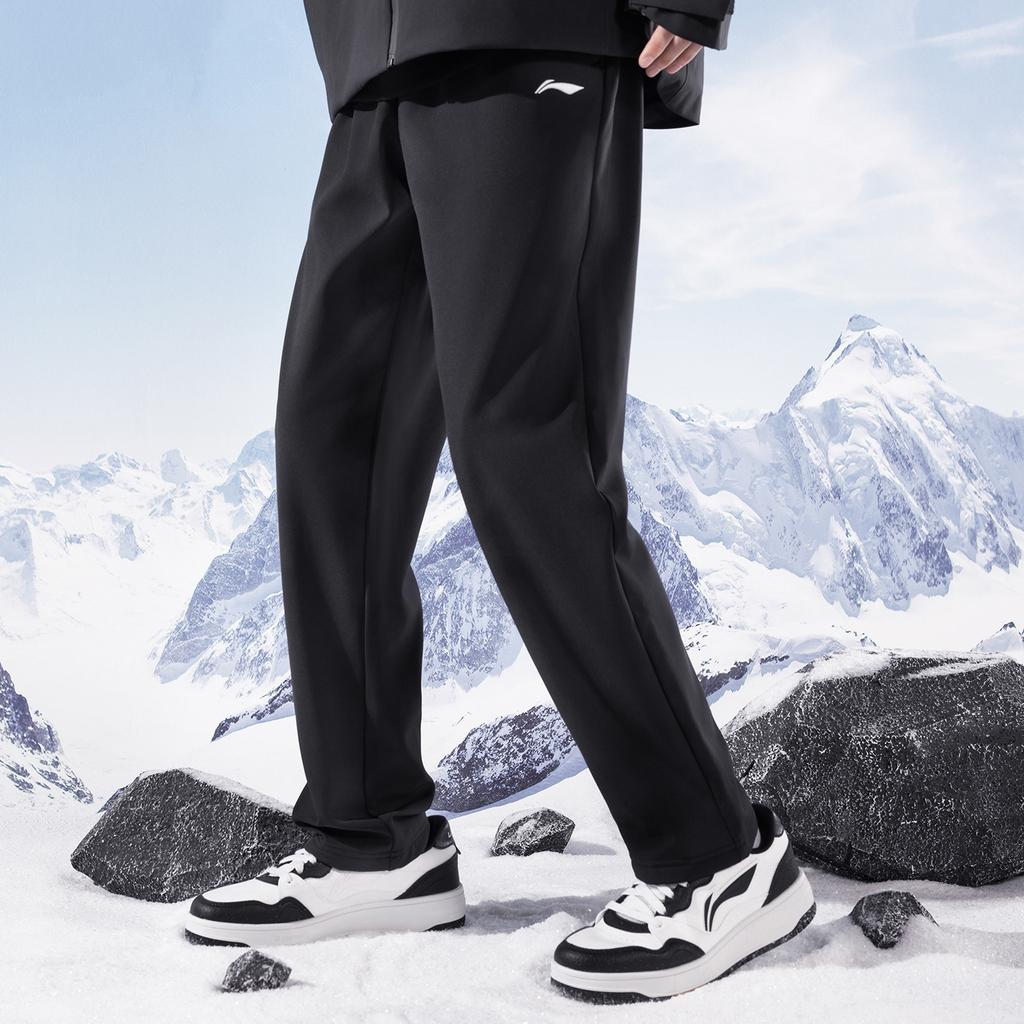 Li Ning Loose Straight Casual Warm Down Pants Men Bottoms Black AYKUA77-1