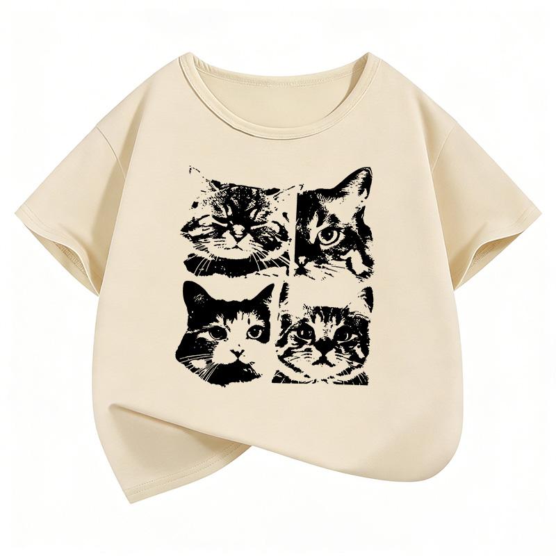 Gothic Vintage Cat Funny T Shirts Short Sleeve Kids Childrens Tshirt Boys Girls Summer Spring Casual Top Tee Shirt