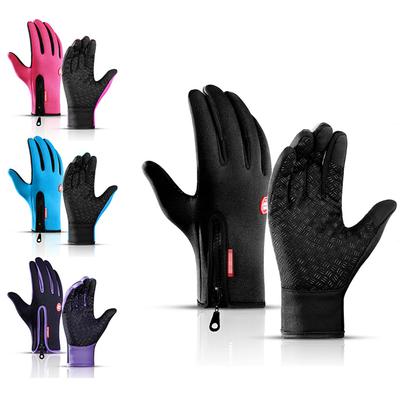 Winterhandschuhe für Herren und Damen, Touchscreen, winddicht, warm, wärmend, mit Reißverschluss, rutschfest, für Outdoor-Fahrsport