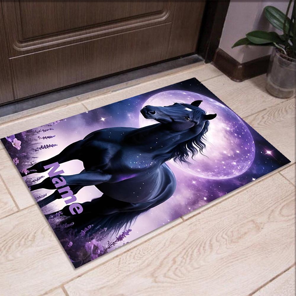 Custom Name Horse Printed Carpet,Rug for Office Chair Living Room Bedroom Kitchen Room Decor Gifts.