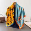 Spring And Summer Thin Simulated Silk Printing Large Square Scarf Silk Scarf Shawl Headscarf Beach Scarf Neck Scarf Decorative Women'S Scarf
