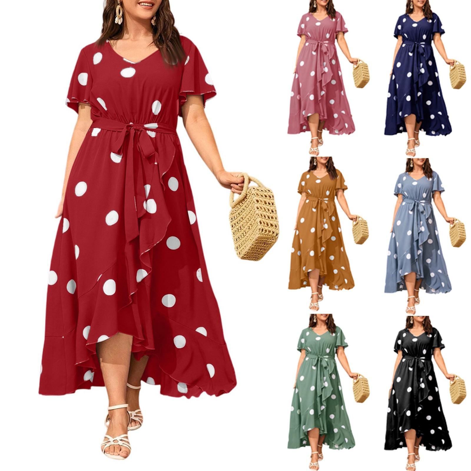 

Women s Fashion Trend Elastic Waist Printed Dress Large Size XXXXL