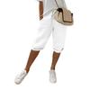 Women Pants Loose Drawstring Elastic Waist Casual Solid Color Pocket Design Knee Length Pants for Daily Wear Sport Beach