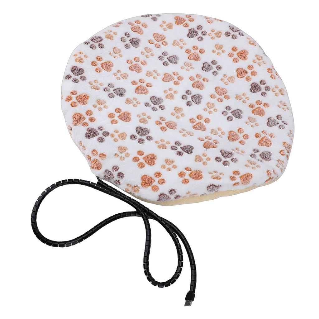 USB Pet Heating Pad Round Double Sided Flannel Thick Warm Dog Cat Heated Blanket Mat for Winter Cold Weather