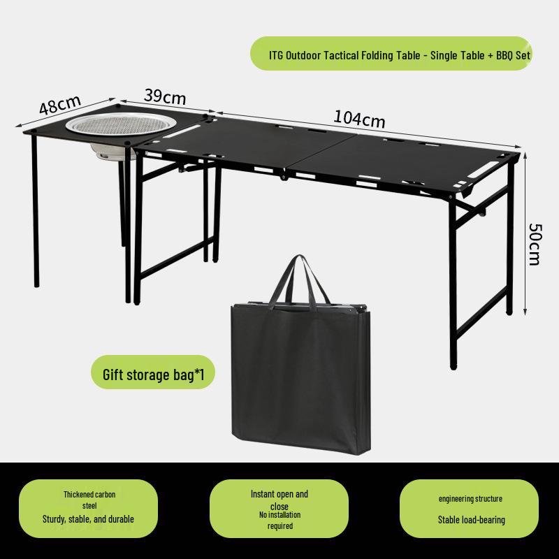 Hydraulic Tactical Folding Table: Portable, Lightweight, No-Assembly Outdoor Camping and Picnic Gear.