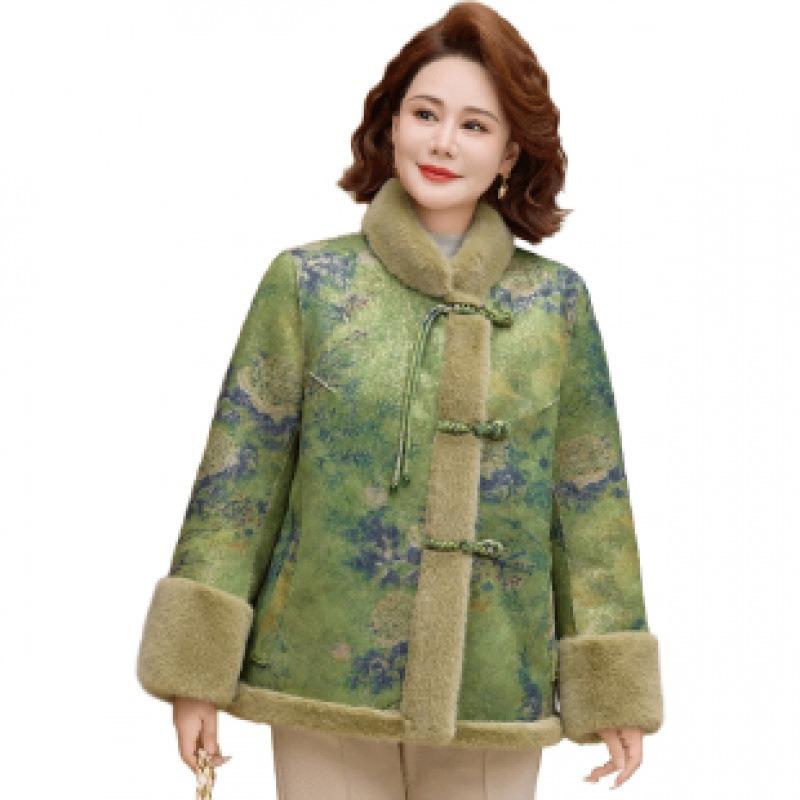 

Флисовая и утолщенная двусторонняя двусторонняя норковая флисовая куртка благородная осенне-зимняя, новое женское пальто, носится на обе стороны 5XL [recommended 150-80kg] зелёный