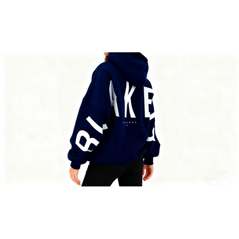 Felpa con cappuccio unisex in velluto e cotone 2025 Europe Cross TK Plus - Versatile per l'autunno, Stampa con lettere grandi