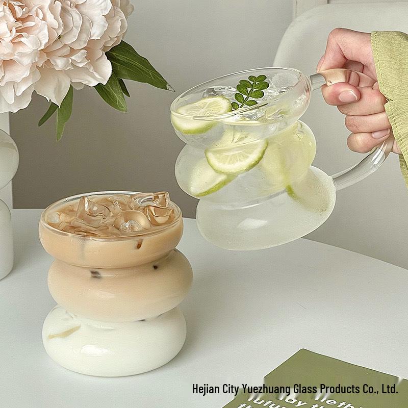 Caterpillar Glass Mug with Handle - High Borosilicate Milk, Coffee, or Water Cup