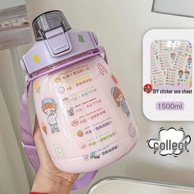 Large Capacity Big Belly Plastic Water Cup with Straw
