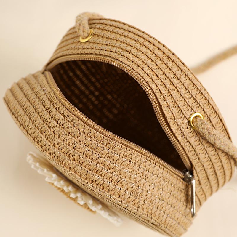 Rustic Raffia Straw Bag Woven Phone Bag Crossbody Female,Beach Straw Small Bag Holiday Style