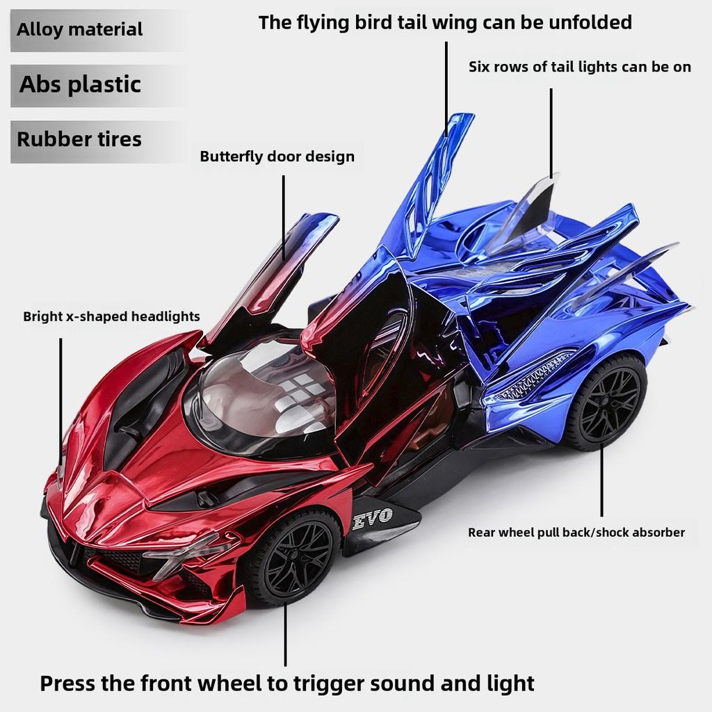 Simulation 1/32 Apollo EVO Sportwagen Modell Diecast Kinderspielzeug Fahrzeug Sound und Licht Rückzug Legierung Miniatur Voiture
