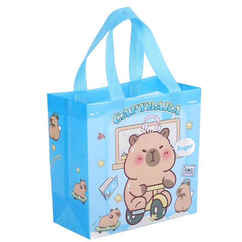 Cartoon Shopping Bag 9x9x4Inch Nonwoven Fabric Bags with Handle Carring Bag For Wedding Bridal Showers Retail Packaging