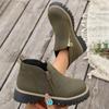 Damen Stiefeletten mit runder Zehenpartie in Überweite, Martin Boots mit Blockabsatz und Reißverschluss an der Seite, Herbst Winter Kurzstiefel für Damen