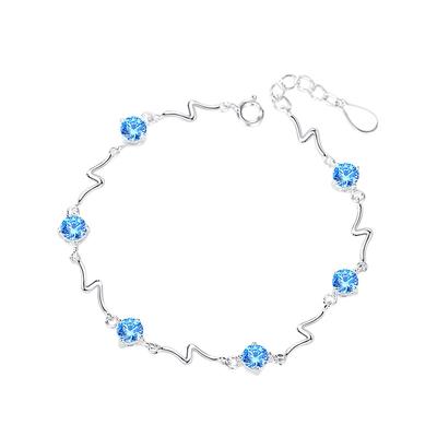 Korean Version Sterling Silver S925 Heartbeat Crystal Bracelet Female Lightning Bracelet Korean Version Simple