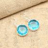 Astonishing Blue Topaz Gemstone Handmade 925 Solid Sterling Silver Earrings For Wedding Gift