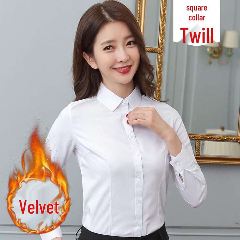Women s Winter Slimming Velvet Workwear Shirt - Warm & Thickened 3XL