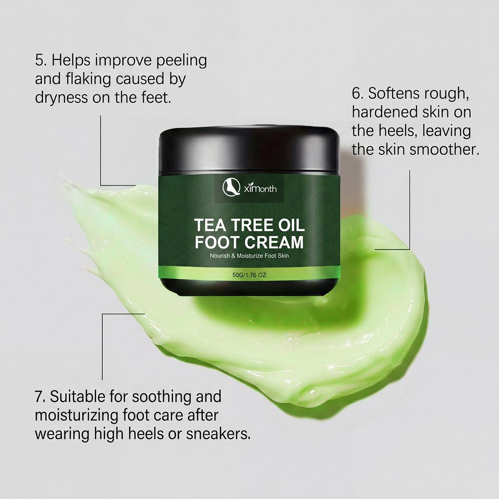 Teebaumöl Fußcreme für trockene Fersenhaut Pflege Peeling von abgestorbener Haut Weichmachen Hydrieren Feuchtigkeit spenden Glätten rauer Haut Fußpflege Lotion