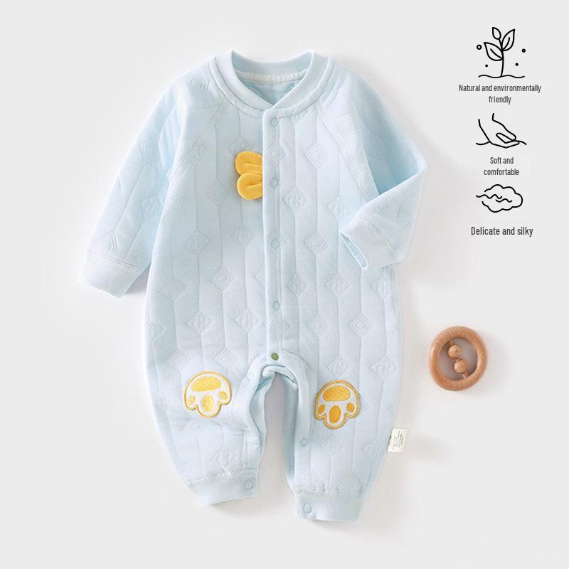 Cozy Air Cotton Baby Romper: Three-Layer Warm, Long-Sleeved Climbing Suit