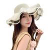 Straw Sun Hat With Wide Brim And Pearl Bow For Summer Beach Vacation