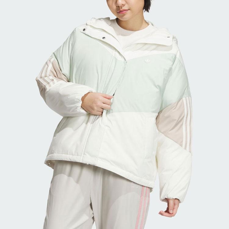 Adidas Originals Color Block Puffer Hoodie Women Outerwear Han-Jade-White IU4783