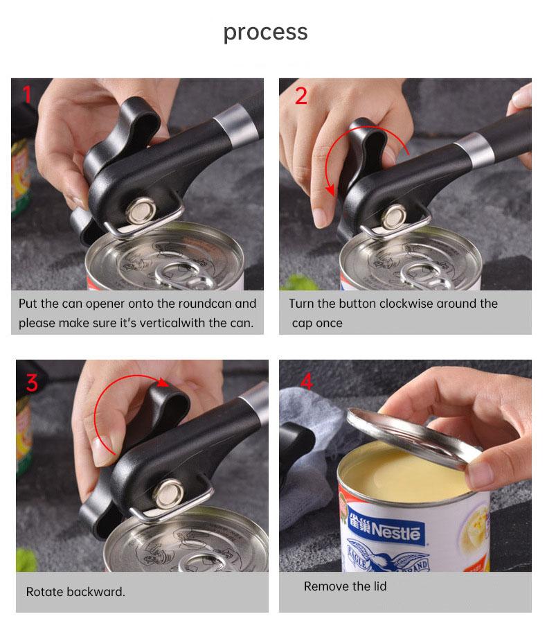 Deschizător de conserve cu tăiere în siguranță, deschizător de conserve cu margine netedă de mână, deschizător de conserve din oțel inoxidabil de calitate alimentară pentru bucătărie și restaurant