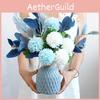 Silk Faux Hydrangea Flower Bouquet With Vase For Home Office And Interior Decoration