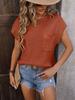 Women's Round Neck Short Sleeve Sweater with Embroidered Pocket Casual Knit Top Spring Summer Fashion 2024 Trendy T-Shirt Style Y2K Clothing