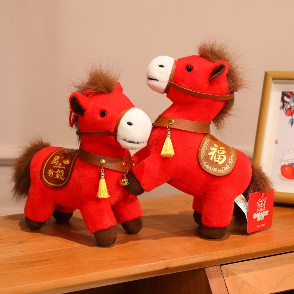 Soft Horse Mascot Stuffed Animal PP Cotton Chinese Horse Plush Doll  Chinese New Year Gift