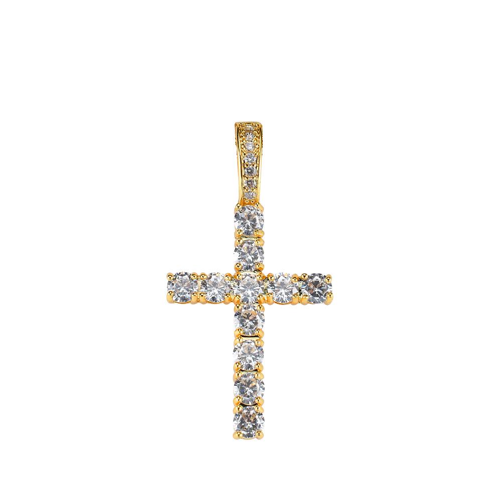 Copper European American Hip Hop Zirconia Ankh Cross Men's Necklace