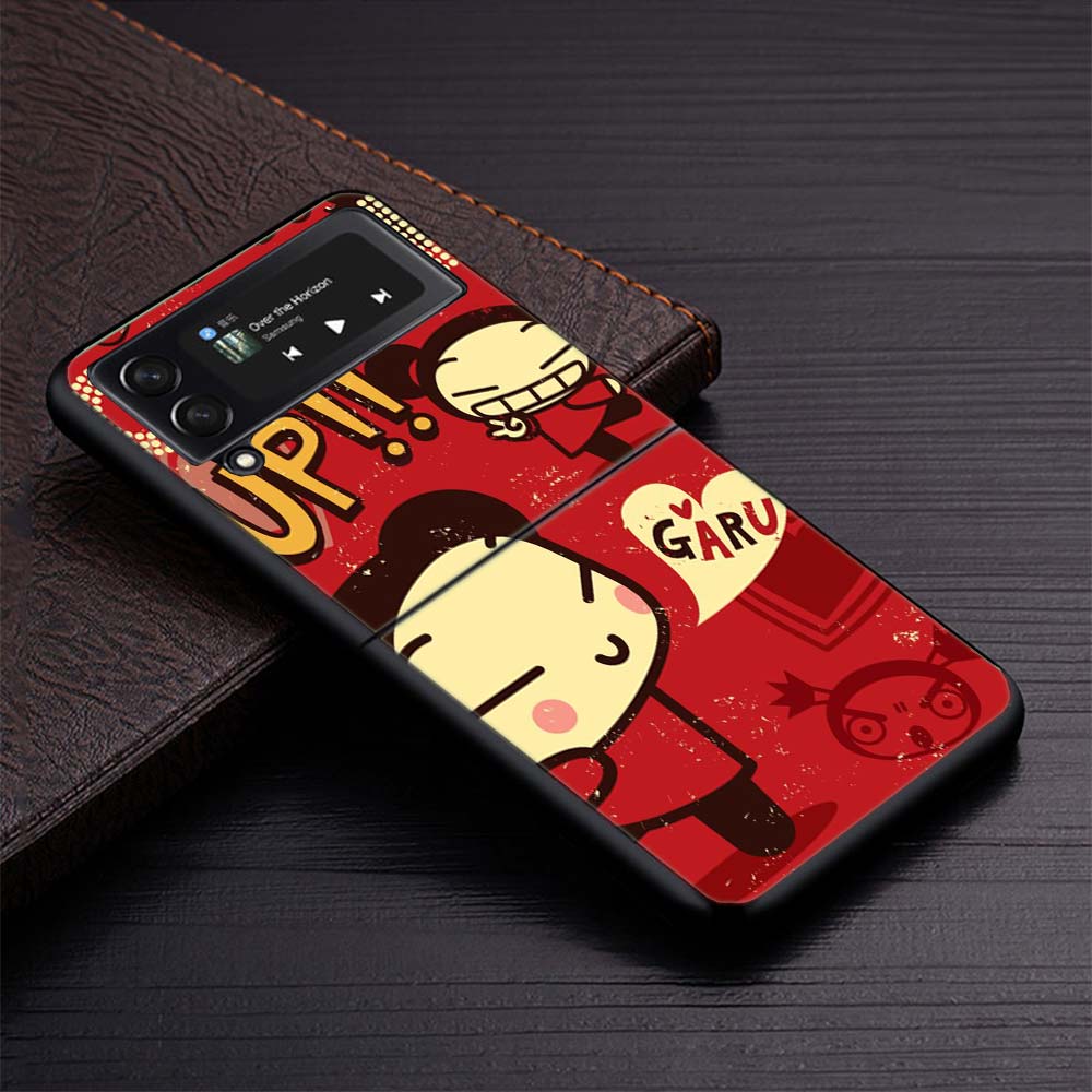 Cute Cartoon Pucca Garu Zflip4 Zflip5 Phone Case For Samsung Z Flip3 Flip4 Flip5 5G zFlip 4 5 Cover Cellphone Shell Caso Fundas