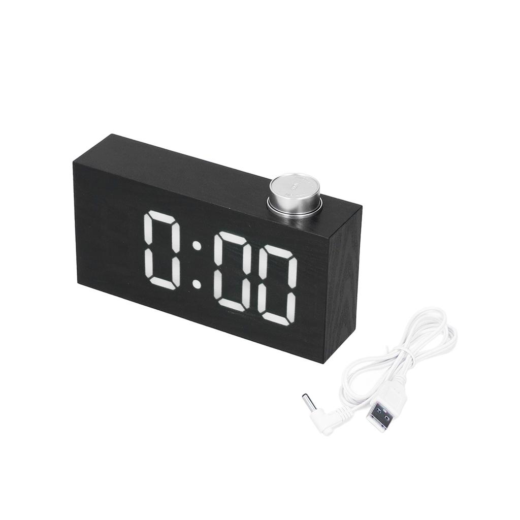 Digital Alarm Clock LED Desktop USB Alarm Clock Electronic Despertador Thermometer with Imitation Wood Grain