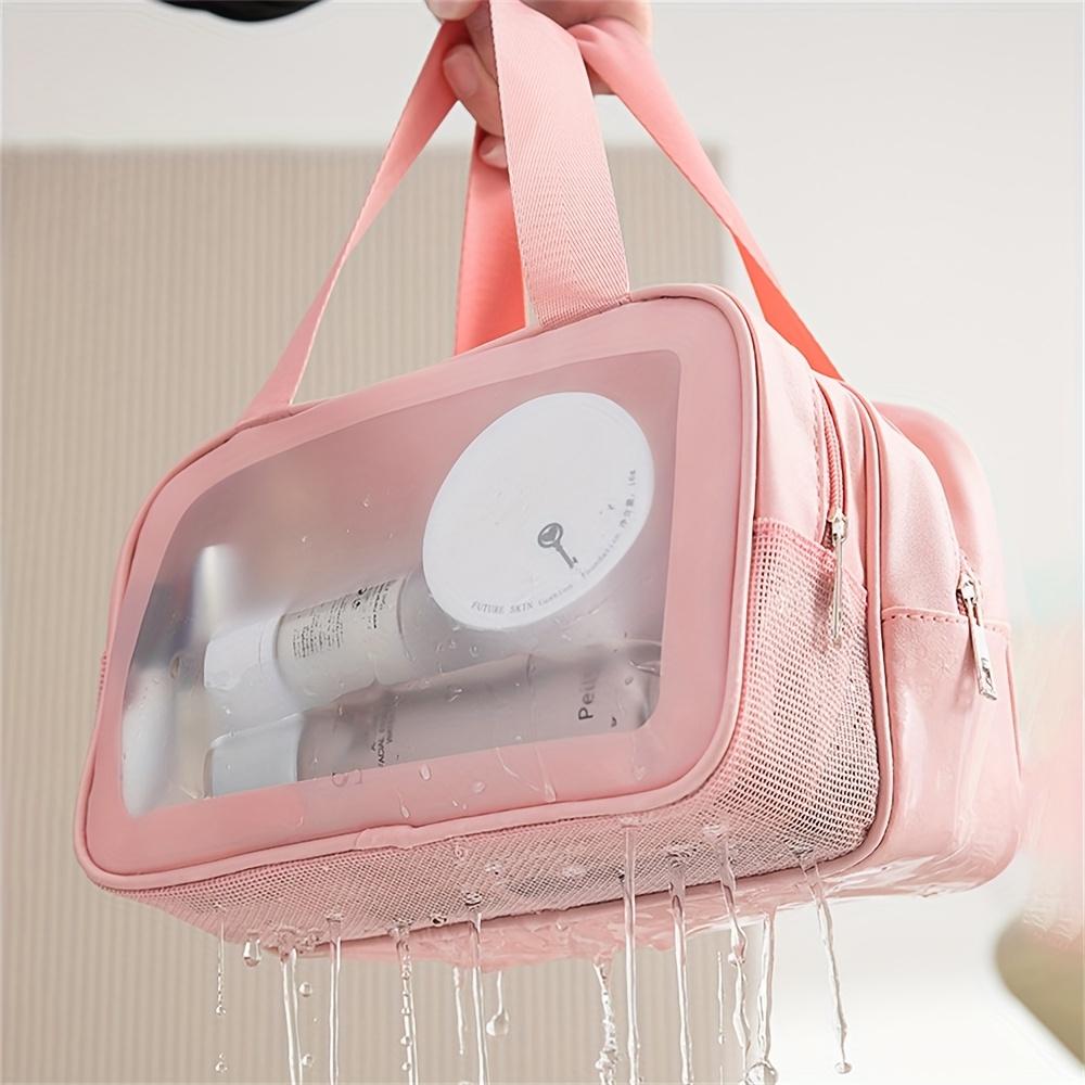 Transparent Dry and Wet Separation Wash Bag, Waterproof Double-Layer Design, Large Capacity Portable Travel Toiletry Organizer