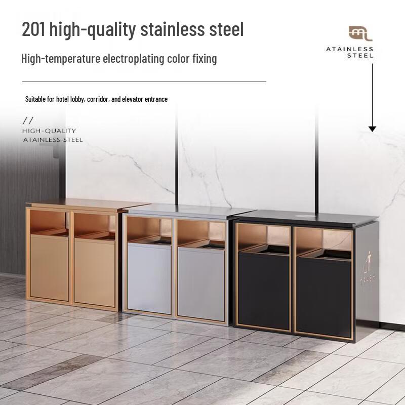 JPHZNB Stainless Steel Round Corner Waste Bin