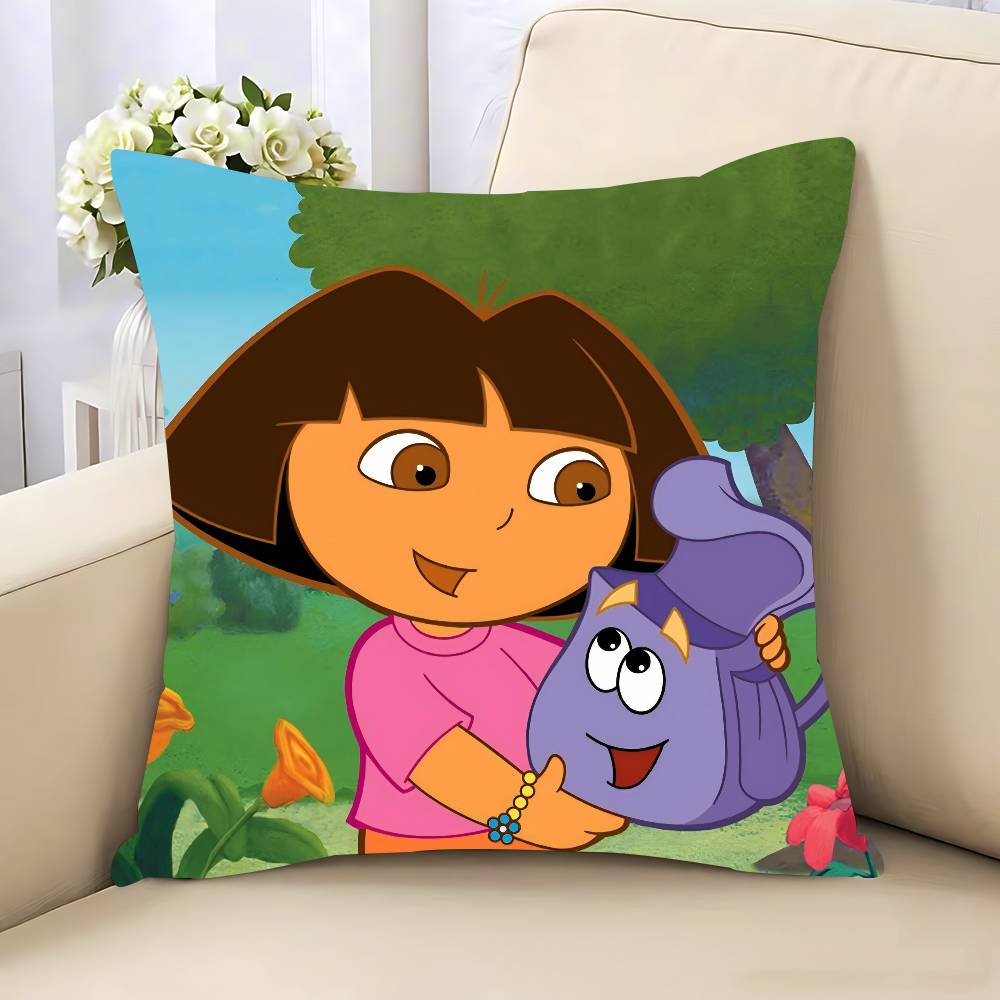 Klassische Animation Dora die Entdeckerin Kissenbezug Abnehmbar Waschbar Kissenbezug – Ganzjährig Weiches Leinen