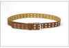 Unisex Leather Eyelet Buckle Belt with Rivet Detail - European & American Style Trend