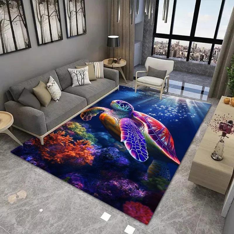 Iridescent Turtle Printing Large Carpet Anti Slip and Wear-resistant Used in Living Rooms Mat Bedrooms and Other Scenes Soft Rug