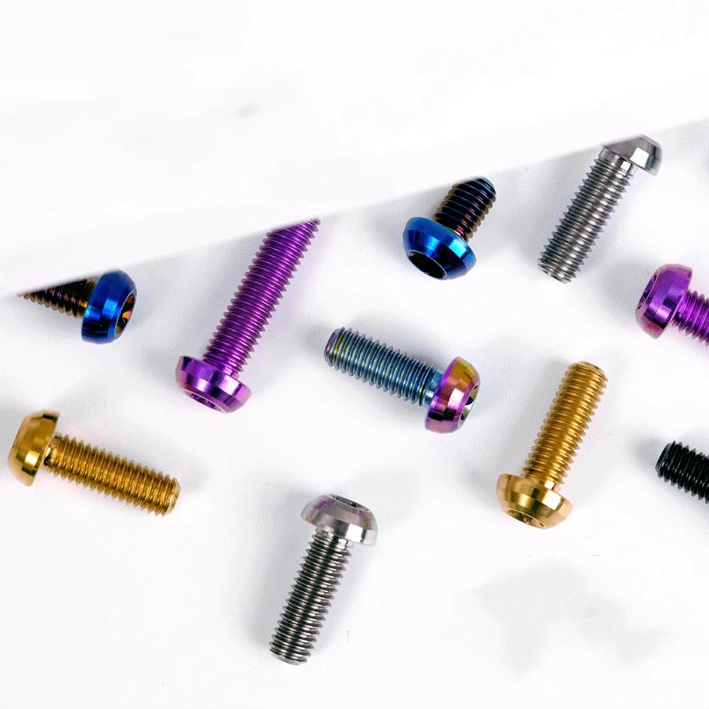 1 PC Multiple Color M5 P0.8mm X 8 9 10 12 14 16 20 25mm GR5 Titanium Alloy Screw T25 Torx Head For Bicycle Disc Brake