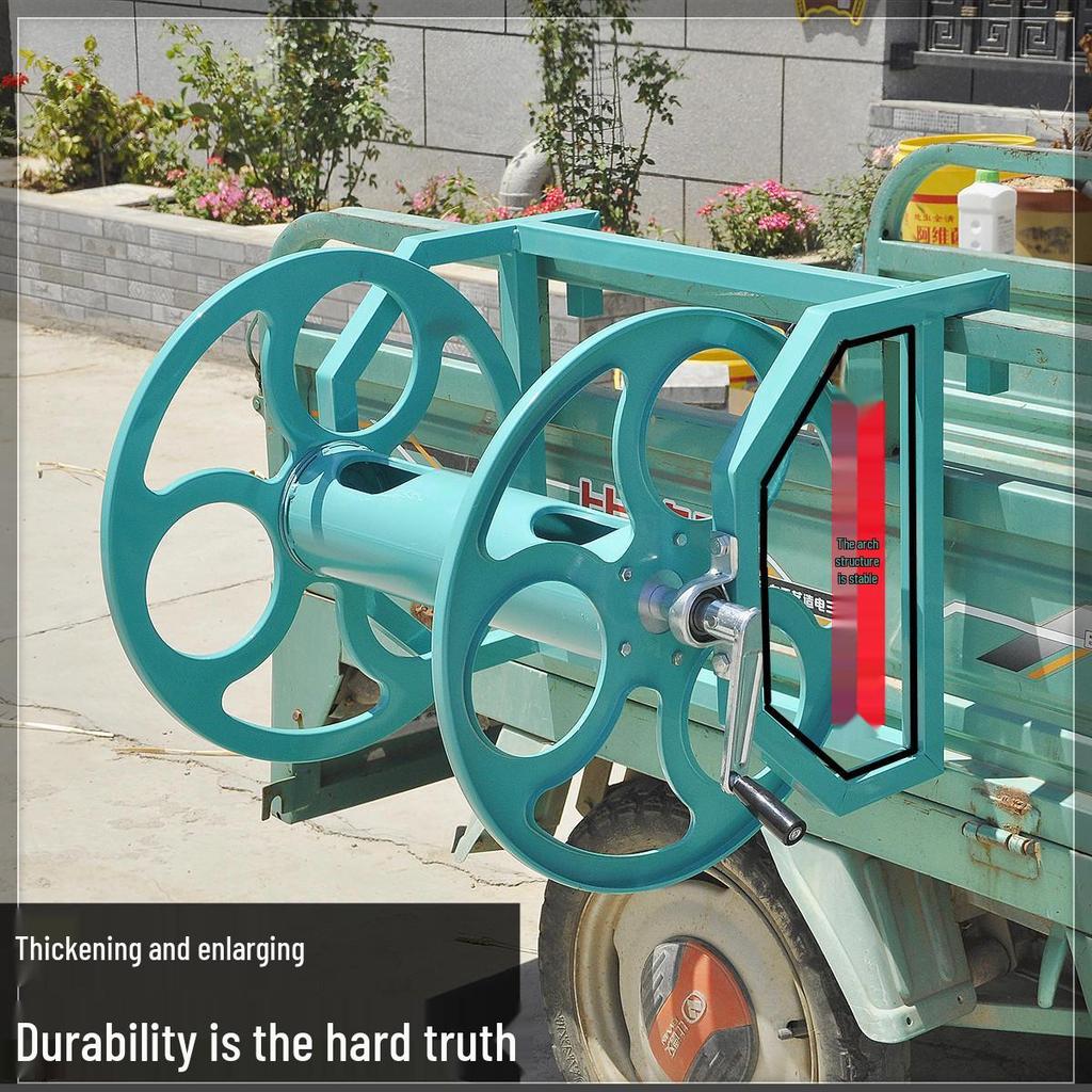 High-Pressure Gasoline Sprayer Hose Reel with Hand-Crank Storage Winding Rack