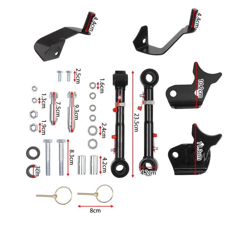 2,5"-6" Höherlegung Verstellbar Vordere Stabilisatorstrebe Schnellverschluss Schwarz Für Jeep 2019+ Wrangler JL PRC-1010-BK