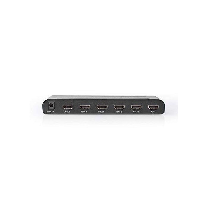Nedis - Commutateur HDMI | 5 Ports 5x HDMI Entrée | HDMI Sortie | 4K @ 60Hz | 18 Gbps | Télécommandé | | Métal | Anthracite