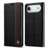 For iPhone 17 Air 16E 15 Plus Carbon Fiber Magnetic Flip Case for iPhone 17 16 15 14 13 12 11 Pro Max Soft Leather Wallet Fundas
