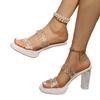High-heeled cool slippers, summer new crystal fashion rhinestone transparent one-word cool slippers