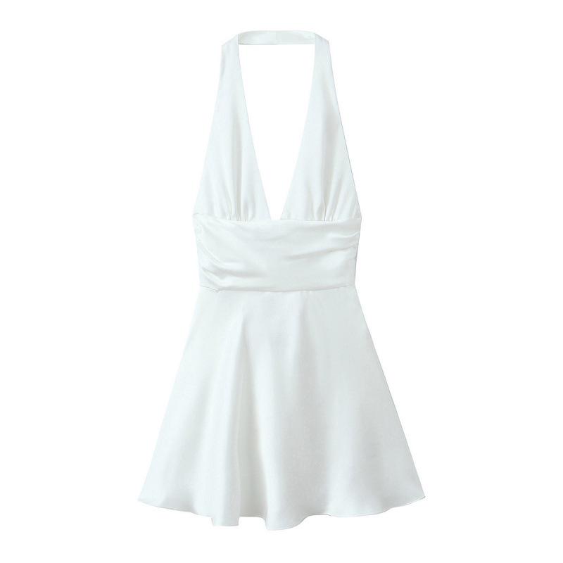 Spring Women's European & American Style Silk Satin Slip Dress