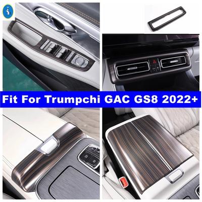Wood Grain Auto Armrest Box Panel / Window Lift / AC Air Outlet Vent Decor Cover Trim Accessories For Trumpchi GAC GS8