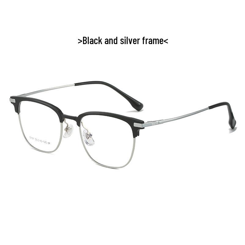 Exquisite Dual-Color Aluminum-Magnesium Frame Glasses with Titanium Anti-Blue Light Myopia Lenses (Model 5101)
