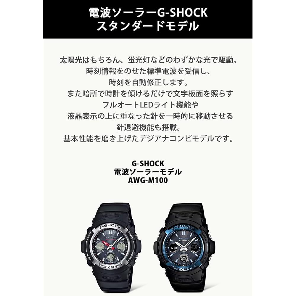 Casio G-Shock AWG-M100A-1AJF Men's Solar Radio-Controlled Watch Black