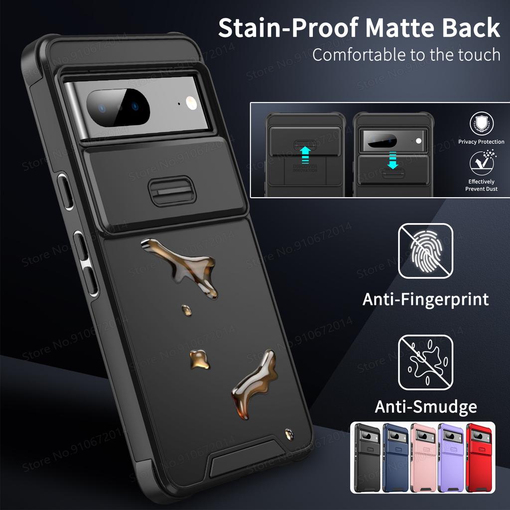 Slide Camera Protection Cover For Google Pixel 9 Pro XL Shockproof Armor Phone Case For Google Pixel 9A 8A 6A 7 8 Pro Matte Case