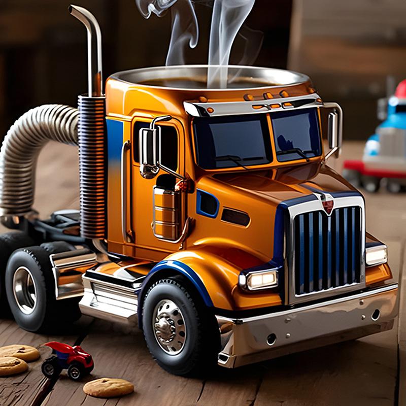 

Полугрузовые кофейные кружки из нержавеющей стали, креативные кофейные чашки, подарки для автолюбителей, мужчин, пап, мужей, водителей грузовиков оранжевый