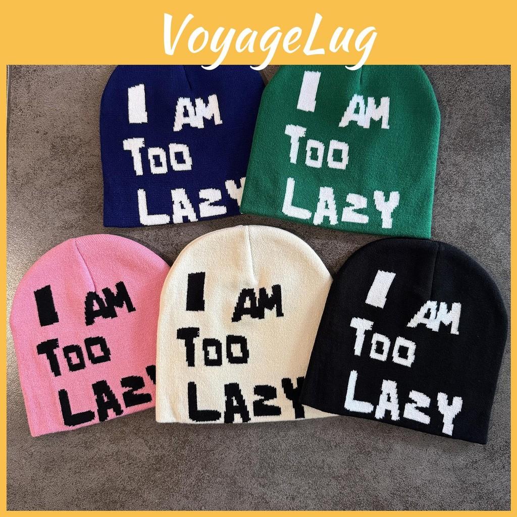 Letter Am I Too Lazy Embellishment Retro Streetwear Warm Wool Hat Knit Couples