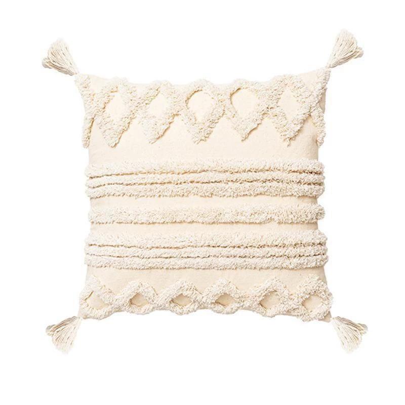 Boedia Quality Modern Throw Pillow Covers Tufted Tassel Bohemian Style Cushion Case Pillowcase Decoration for Home 45x45cm